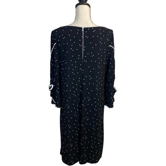 Gabby Skye Black and White Polka Dot Bow Sleeve Sheath Dress Size 16 - Picture 2 of 11